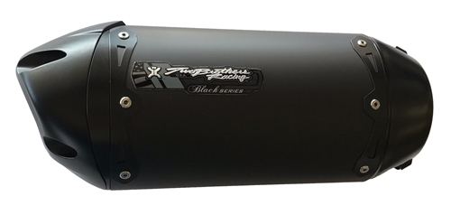 2017-2024 Kawasaki Versys X 300 Two Brothers Slip-on Exhaust System - Cyclone - Oval Black Aluminum (005-48404-CY)