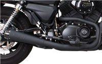 2015-2023 Harley Davidson Street 750 / 500 Two Brothers Comp-S Full Exhaust System with Carbon End Cap - Ceramic Black (005-5160199-B)