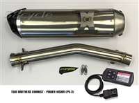 2019-2024 CanAm Ryker 900 / Rally Two Brothers Slip-on Exhaust System - S1R (005-5170409-S1) + Power Vision 3 (PV3-25-11) Package