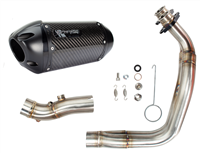 2022-2024 Yamaha R7 / MT-07 / XSR700 Two Brothers Racing Full Exhaust System - S1R - BLACK Series - Carbon Fiber Canister (005-5420105-S1B)
