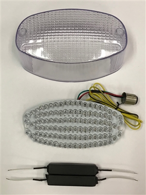 Clear Alternatives 1998-2016 Yamaha V-Star 650 Custom/Midnight Custom Clear Tail Light Lens and LED Board with Integrated Signals (CTL-0021-IT)