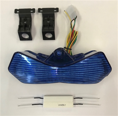Clear Alternatives 2003-2006 Kawasaki Z1000 Blue LED Rear Brake Tail Light with Integrated Signals (CTL-0051-IT-B)