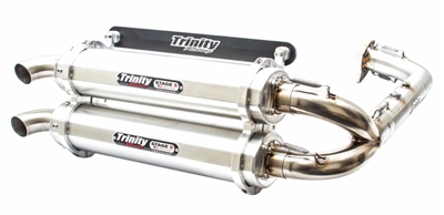 2016-2021 Polaris RZR XP / 4 Turbo Trinity Racing Stage 5 Dual Full System Exhaust - Brushed Mufflers (TR-4153D)