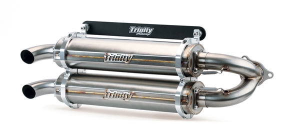 2020-2026 Polaris RZR Pro XP / Turbo R Trinity Racing Stage 5 Dual Slip On Exhaust - Brushed Stainless Steel Mufflers (TR-4173S-SS)