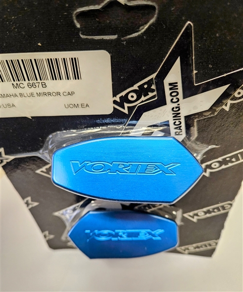 Blue - Yamaha Vortex Racing Mirror Block Off Caps/ Plates Yamaha 1998-2006 YZF R1 / 1999-2005 YZF R6 / 2006-2009 YZF R6S - (MC667B)