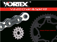 2016-2021 Yamaha MT-10 / 2017 FZ-10 Vortex Racing Chain & Steel Sprocket Kit (CK6455) - 520 - 15/43T - RX3 Black Chain - 520RX3-114 + 3291-15 + 435S-43
