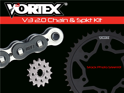 2016-2021 Yamaha MT-10 / 2017 FZ-10 Vortex Racing Chain & Steel Sprocket Kit (CK6455) - 520 - 15/43T - RX3 Black Chain - 520RX3-114 + 3291-15 + 435S-43