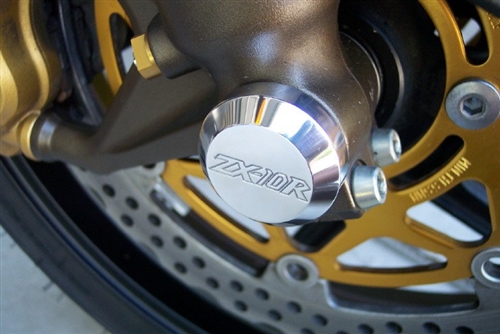 2004-2005 Kawasaki ZX10R Limited Edition Front Wheel Axle Caps with Engraved Logo