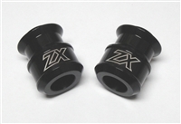 Kawasaki Swingarm Sliders / Spools - Black Anodized - ZX Logo