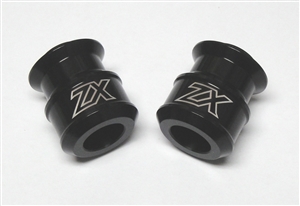 Kawasaki Swingarm Sliders / Spools - Black Anodized - ZX Logo