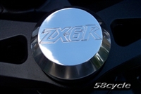 2005-2006 Kawasaki ZX6R 636 / ZX6RR Custom Polished Original Triple Tree Cap with ZX6R Logo