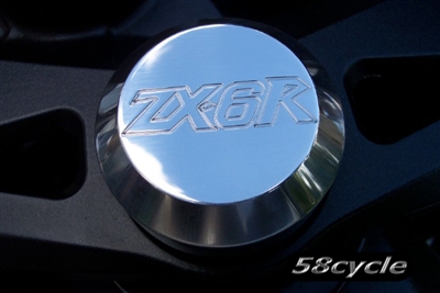 2005-2006 Kawasaki ZX6R 636 / ZX6RR Custom Polished Original Triple Tree Cap with ZX6R Logo