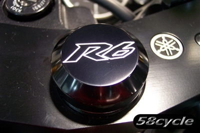 2002-2005 Yamaha R6 Custom Limited Edition Triple Tree Cap with Engraved R6 Logo - Black