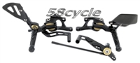 2007-2008 Kawasaki ZX6R VCR 38GT Fully Adjustable Gilles Racing RearSets - Black/Gold