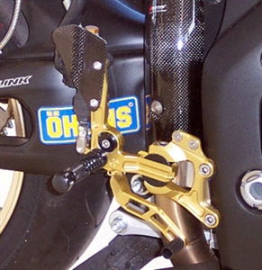 2007-2008 Kawasaki ZX6R VCR 38GT Fully Adjustable Gilles Racing RearSets - Gold/Black