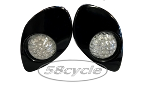 1998-2002 Kawasaki ZX6R / ZX7R / ZX9R Gregg's Customs Flush Mount Front LED Signal Lights - Fluted Clear Lens