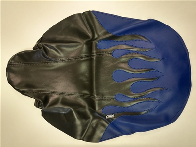 (Color: Black with Blue Flames) 2000-2008 Honda XR / CRF 50 SHORT Seat Cover