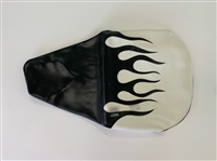 (Color: Black with White Flames) 2000-2008 Honda XR / CRF 50 TALL Seat Cover
