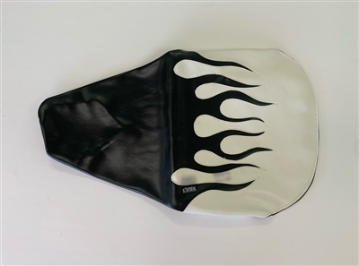 (Color: Black with White Flames) 2000-2008 Honda XR / CRF 50 TALL Seat Cover