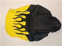 (Color: Black with Yellow Flames) 2000-2008 Honda XR / CRF 50 SHORT Seat Cover