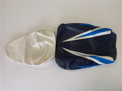 2005 Suzuki GSXR600 White and Blue Vinyl Seat Covers