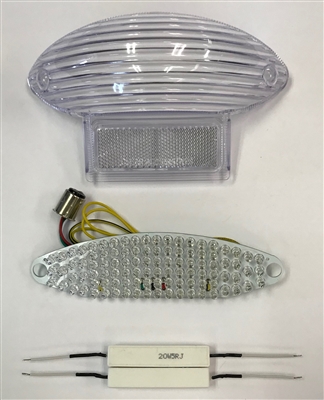 Clear Alternatives 1999-2007 Suzuki GSX 1300R Hayabusa Clear Tail Light Lens and LED Board with Integrated Signals - Ribbed (CTL-0018-C-IT)