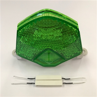 2009-2012 Kawasaki ZX6R Clear Alternatives GREEN Tail Light with Integrated Signals (CTL-0108-IT-G)