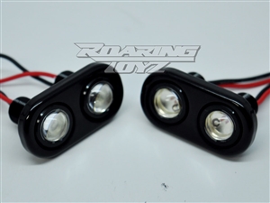 2 Bulb LED Billet Taillights Red Lights Pods Plates