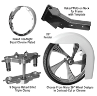 Stage 1 Bagger 26 Inch Front Wheel Conversion Kit Complete Roadking Road King RK Touring Harley Big Wheel Raked Triple Trees Clamps Fender Tire 2013 2012 2011 2010 2009 2008 2007 2006 2005 2004 2003 2002 2001 2000