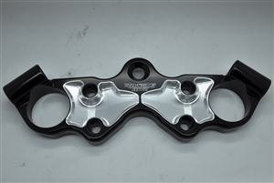 99-07 Hayabusa Black Anodized Lowering Top Triple Clamp W/ Contrast Cut Pockets 1999 2000 2001 2002 2003 2004 2005 2006 2007 lowered lower triple tree busa race weight light performance