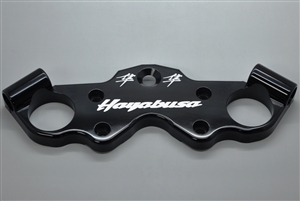 99-20 Hayabusa Engraved Black Anodized Lowering Top Triple Clamp W/ Contrast Cut Pockets 1999 2020 2001 2016 2003 2004 2005 2006 2007 lowered lower triple tree busa race weight light performance 2008 2009 2010 2011 2012 2013 2014 2015 2016 2017 2018 2019