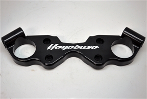 99-18 Hayabusa Engraved Black Anodized Lowering Top Triple Clamp W/ Contrast Cut Pockets 1999 2000 2001 2016 2003 2004 2005 2006 2007 lowered lower triple tree busa race weight light performance 2008 2009 2010 2011 2012 2013 2014 2015