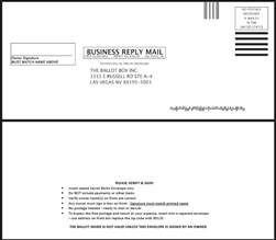 #10 Envelopes; B/W Both Sides: Business Reply NV with Signature