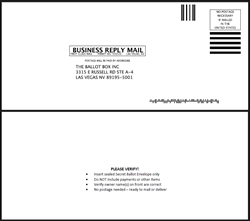 #10 Envelopes; B/W Both Sides: Business Reply NV No Signature