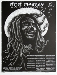 Emek Bob Marley Black and White Original Rock Concert Poster