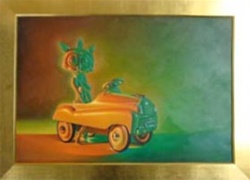 Ron English Bunny Ride Original Oil On Canvas