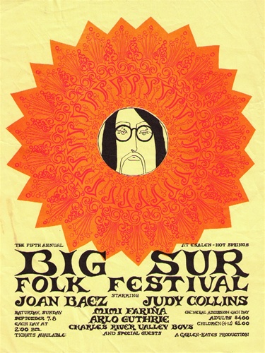 Big Sur Folk Festival Original Concert Handbill Vintage Rock Poster Joan  Baez