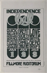 Independence With The Grateful Dead And Quicksilver Messenger Service Original Concert Handbill
Fillmore Auditorium
Wes Wilson
BG 14
Big Brother And The Holding Company
Love 
The Charlatans