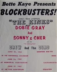 The Kinks And Sonny And Cher Original Concert Handbill
Vintage Rock Poster
Centennial Coliseum
Memorial Auditorium
Civic Auditorium