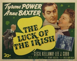 The Luck Of the Irish Original US Title Lobby Card
Vintage Movie Poster
Tyrone Power
Anne Baxter