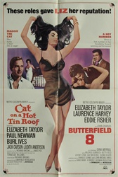 Cat On A Hot Tin Roof And Butterfield 8 Original US One Sheet
Vintage Movie Poster
Elizabeth Taylor