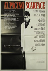 Scarface Original US One Sheet 
Vintage Movie Poster
Al Pacino