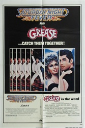 Saturday Night Fever/Grease Combo Original US One Sheet 
Vintage Movie Poster
John Travolta