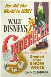 Cinderella Original US One Sheet
Vintage Movie Poster
Disney