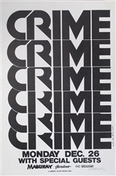 Crime Original Punk Concert Poster
Original Punk Concert Flyer
Punk Poster
Mabuhay Gardens
James Stark