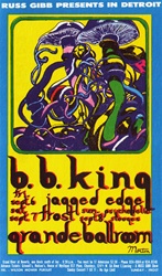 B.B. King Grande Ballroom Original Concert Postcard
Vintage Rock Poster