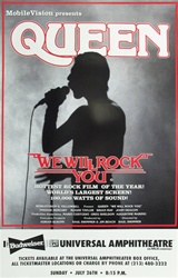Queen We Will Rock You At The Universal Ampitheatre Original Concert Poster
Vintage Rock Poster