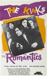 The Kinks And The Romantics Original Concert Poster
Vintage Rock Poster
Original Concert Poster From The Five Seasons Center In Iowa