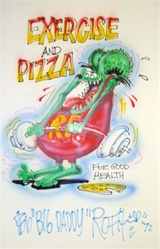 Ed Big Daddy Roth Original Airbrush Drawing Exercise and Pizza