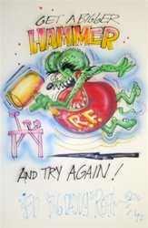 Ed Big Daddy Roth Original Airbrush Drawing Get A Bigger Hammer 3